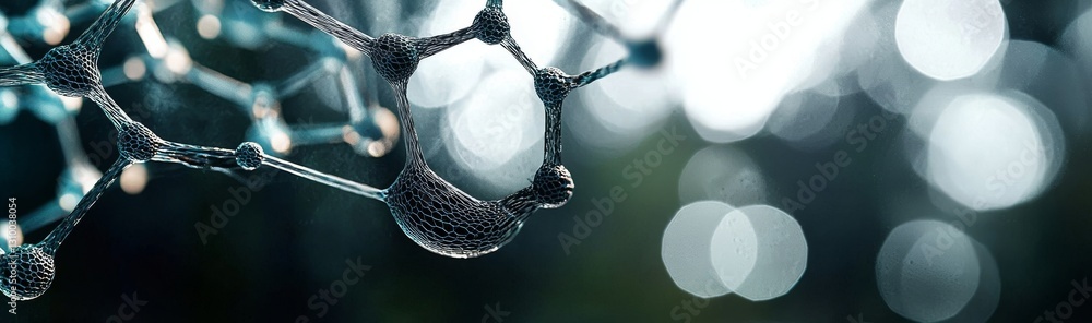 Poster blockchain technology is depicted in a 3d render with a network structure background, featuring stoc