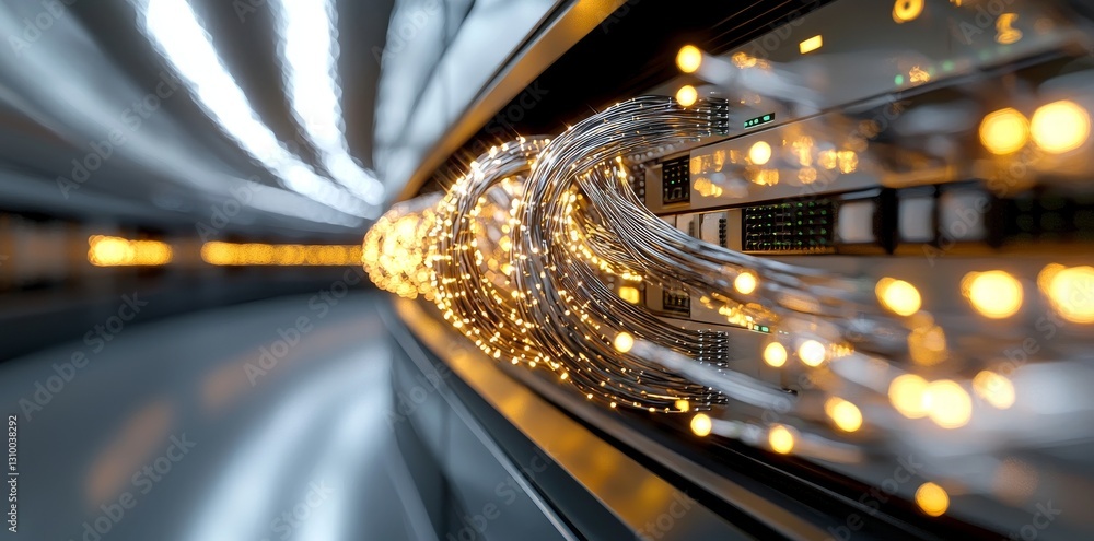 Poster the server room's central hub is depicted exchanging cyber data in a 3d rendering