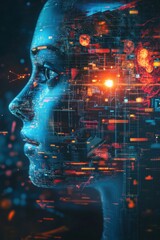 Futuristic Profile with Abstract Digital Elements