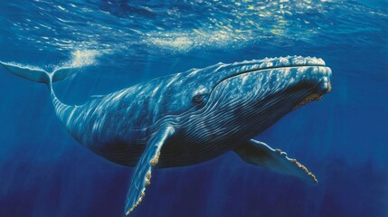 Majestic blue whale fluke rising ocean depths photography marine environment underwater viewpoint nature’s grandeur