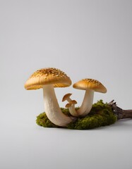 An isolated mushroom on a white background