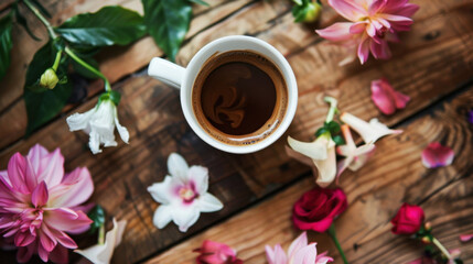 Fototapeta premium cup of coffee with flower