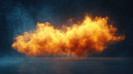 Fiery cloud, dark sky, smoky ground, dramatic scene, backdrop
