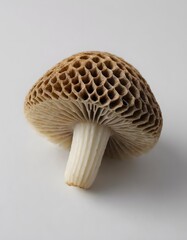 A honeycomb-like mushroom on a white background.
