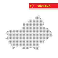 Obraz premium Dotted map of Xinjiang Province in China