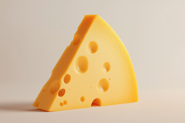 A close-up shot of a wedge of Swiss cheese, showcasing its distinctive holes and texture. Perfect for food photography and culinary visuals.