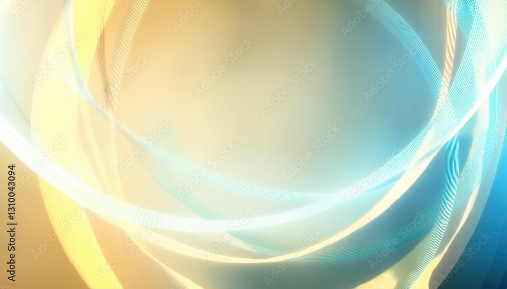 Poster abstract light wave background with soft golden and blue gradients, ideal for technology, innovation