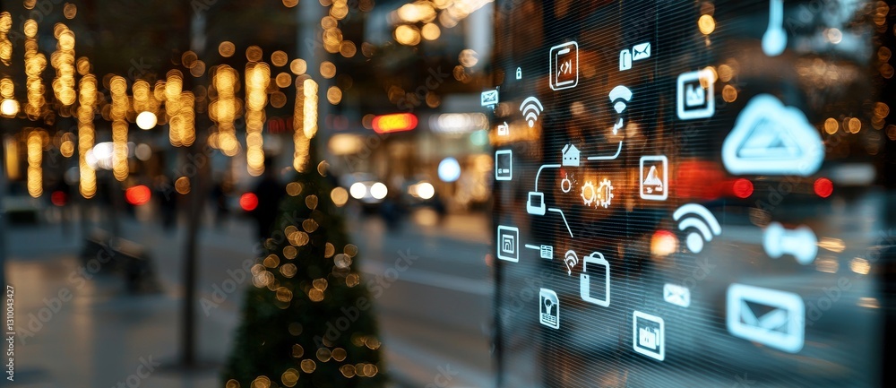 Poster the theme of iot is depicted with abstract high-speed technology and a point of view motion blur