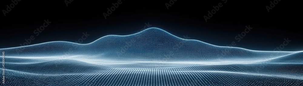 Poster digital landscape showing mountain peak for computer, network and future tech design