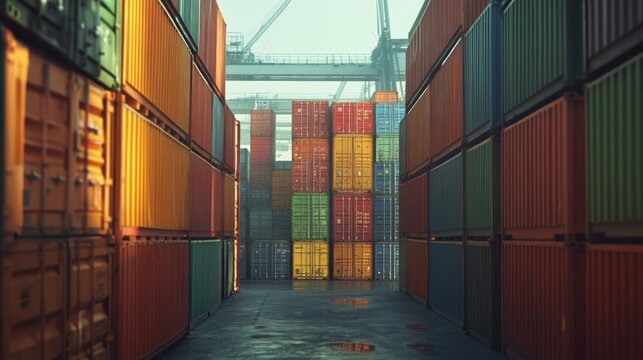 Managing international shipping containers global container yard visual overview industrial environment aerial perspective logistics operations