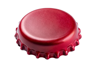 Crimson  bottle cap on white background