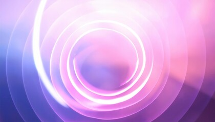 Fototapeta premium glowing neon pink and purple concentric circles with soft gradient background, abstract light motion effect