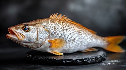 Obraz premium Fresh fish, dark background, studio shot, food photography