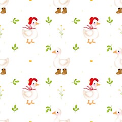 Cute Goose and Daisy Seamless 