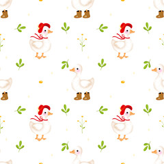 Cute Goose and Daisy Seamless 