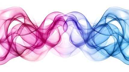 Naklejka premium Translucent waves on a white canvas a dance of pink and blue hues