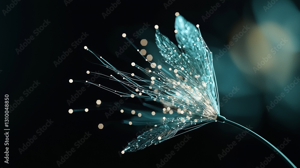 Poster abstract representation of a contemporary high-tech internet data center with rows of racks containi