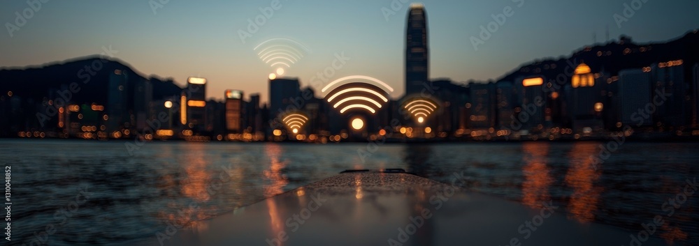 Poster the concept of the internet of things is represented through wireless communication and iot technolo
