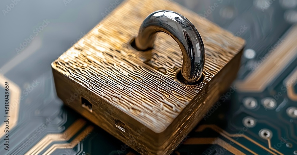 Poster digital padlock icon represents cyber security network and data protection technology displayed on v