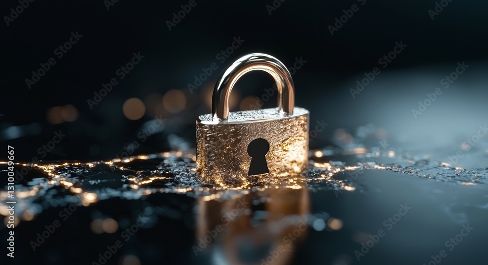 Aufkleber the digital padlock icon represents cyber security, which encompasses a technology network and data 