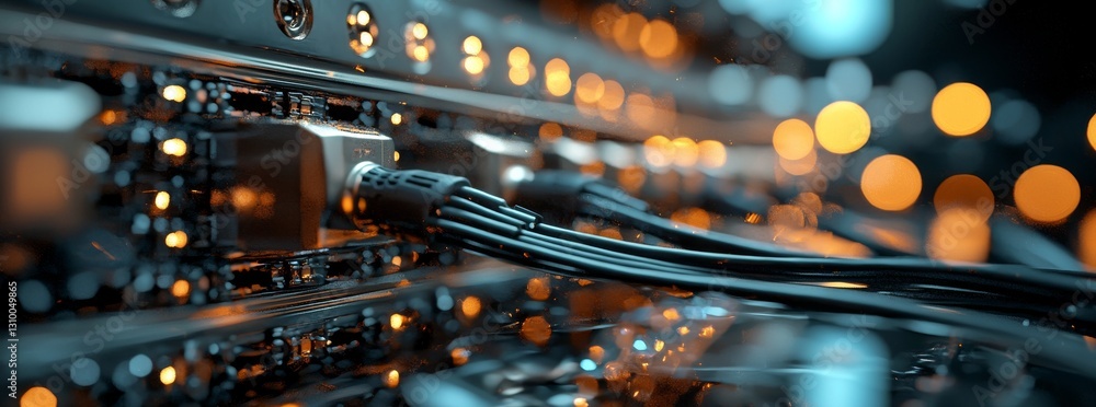 Poster cloud computing is depicted in a closeup of a high-performance server at work