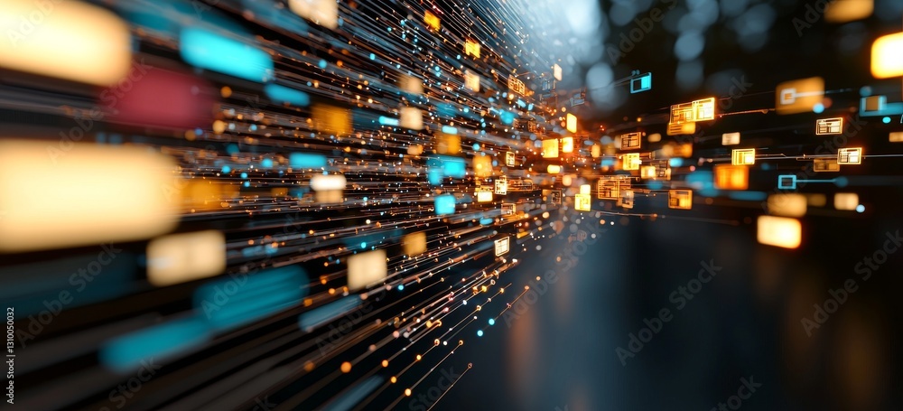 Poster conceptual 3d illustration render of global coding of information technology iot big data cloud comp