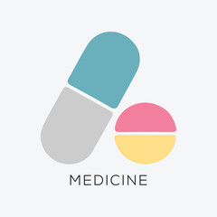Pill icons. solid style vector.