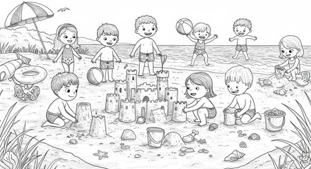 Children Playing on the Beach