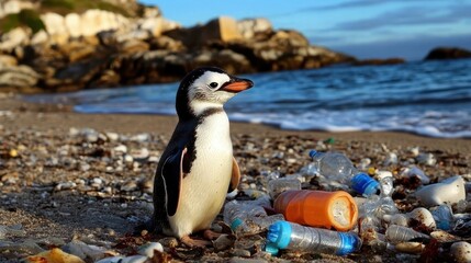 Naklejka premium The impact of environmental pollution on marine life is evident.