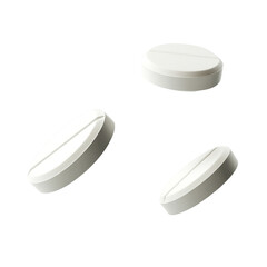 white pills isolated on white background