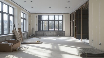 An empty construction site awaiting transformation into a living space.