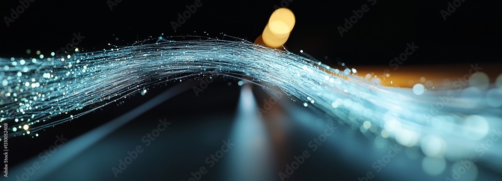 Poster the hand of a businessman touches the digital data network, representing a shift towards next-genera