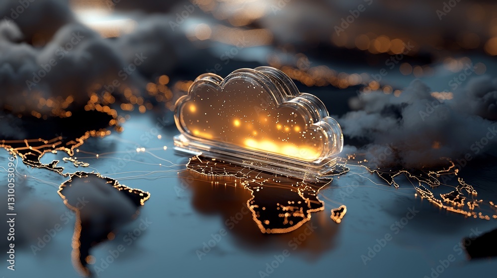 Poster the concept of data transfer cloud computing technology features a prominent cloud icon at its cente