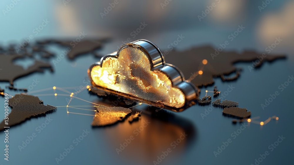 Poster cloud computing technology for data transfer is represented by a central cloud icon with internal co