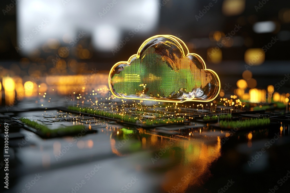Aufkleber modern cloud technologies are showcased in a concept that combines cloud technology and data centers
