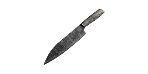 Obraz premium Rustic chef knife with weathered handle isolated on transparent background