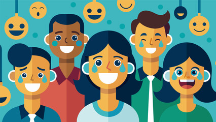 Smiles and tears mix on the faces of listeners as they witness the raw vulnerability and faith of their peers.. Vector illustration