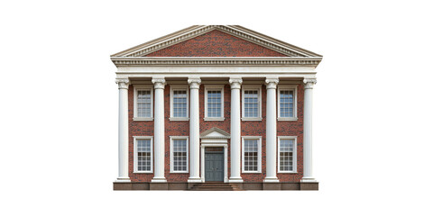 Fototapeta premium Classical brick building with columns in neoclassical style isolated on transparent background