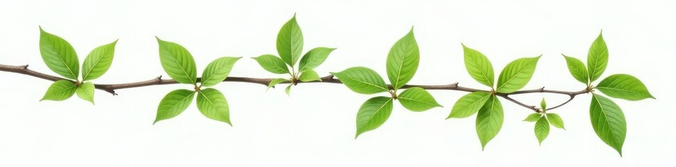 Leaves on a branch isolated on white background, simple, plants