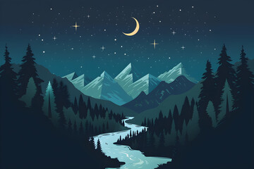 Fototapeta premium Serene Mountain Landscape T-Shirt Design for Nature Lovers