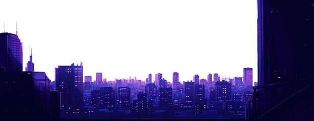 PNG Minimal skyline buildings landscape purple urban. © Rawpixel.com