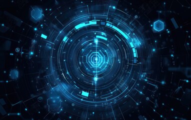 Abstract futuristic blue technology HUD interface.