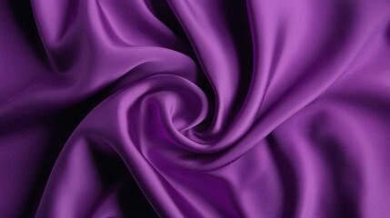 Fototapeta premium Purple silk fabric with swirl pattern, luxurious texture.