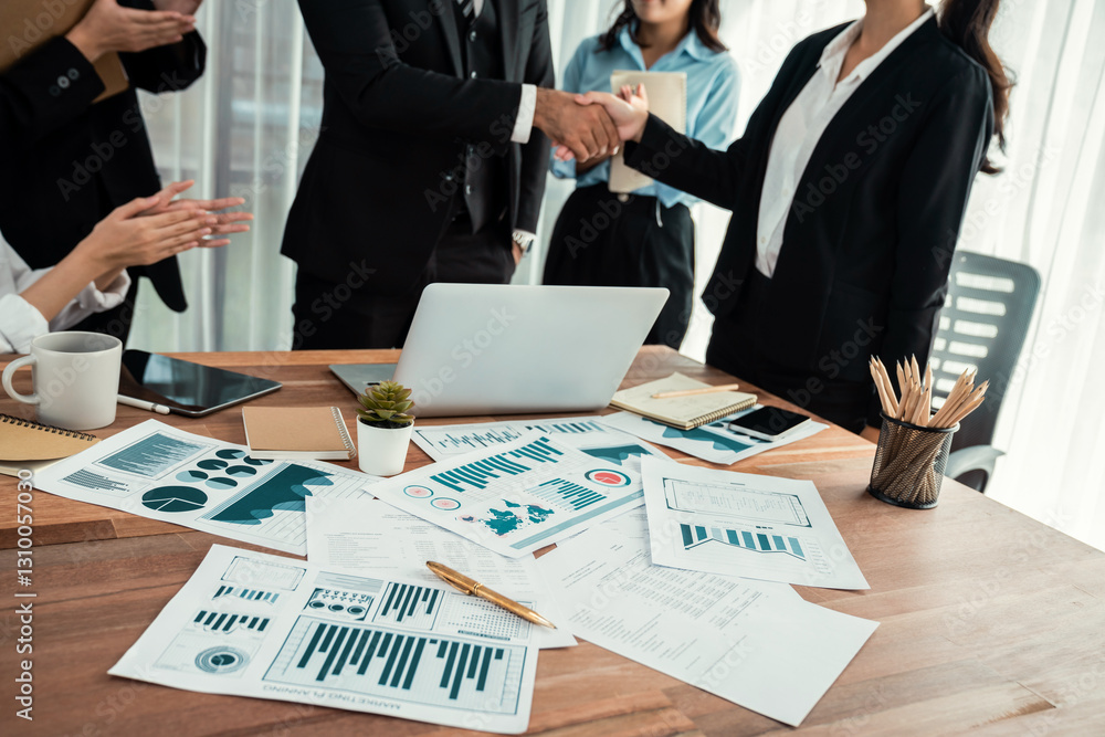 Poster focus financial data dashboard paper by business intelligence display graph, chart and statistic rep