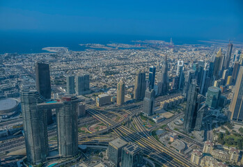 Dubai city aerial view taken from Burj Khalifa