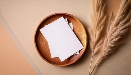Rustic Charm Blossoms Beige Backdrop Enhances the Texture of Pampas Grass and Wooden Elements, Invoking a Warm, Whimsical Atmosphere for Creative Design.