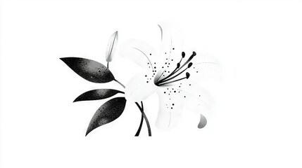 Fototapeta premium A monochromatic illustration depicting a bloom against a white backdrop, featuring a dark line tracing the petals' contours
