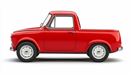 Classic red pickup truck, side profile view