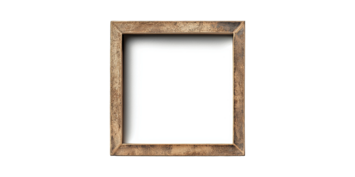 Rustic wooden picture frame with blank space isolated on transparent background