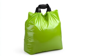 Vibrant Green Reusable Shopping Bag - This features a stylish vibrant green reusable shopping bag with black handles, perfect for eco-friendly shopping